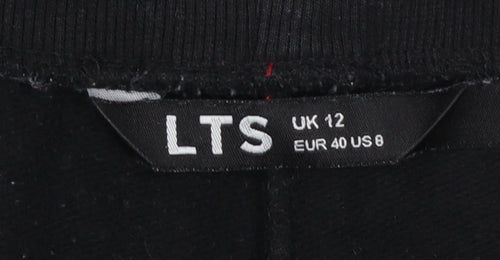 LTS Womens Black Fleece Sweatpants Size 12 Straight Leg