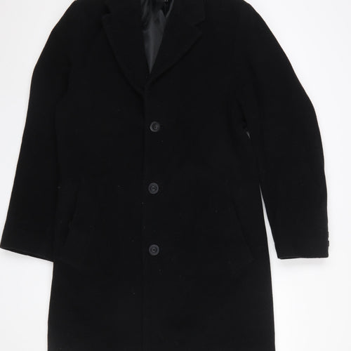Thomas Nash Men's Black Wool Blend Overcoat Size S Classic Winter Style