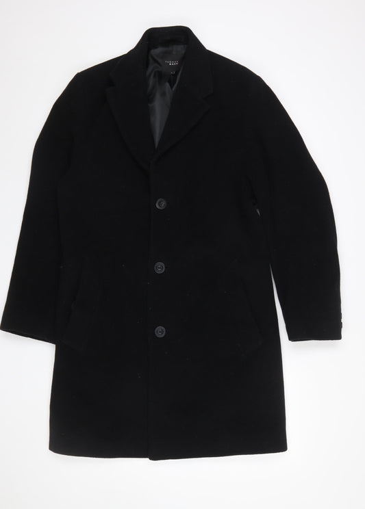 Thomas Nash Men's Black Wool Blend Overcoat Size S Classic Winter Style