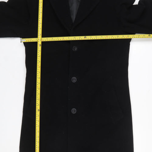 Thomas Nash Men's Black Wool Blend Overcoat Size S Classic Winter Style