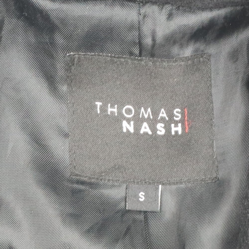 Thomas Nash Men's Black Wool Blend Overcoat Size S Classic Winter Style