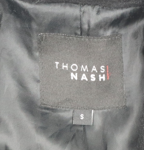 Thomas Nash Men's Black Wool Blend Overcoat Size S Classic Winter Style