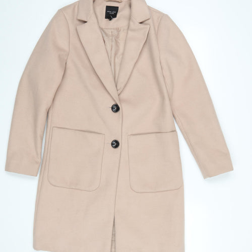 New Look Petite Beige Long Coat Women’s Size 6 Classic Style