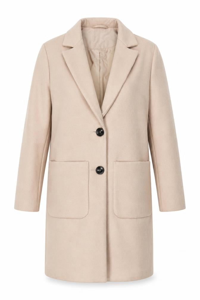 New Look Petite Beige Long Coat Women’s Size 6 Classic Style