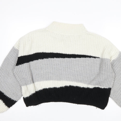 Topshop Women's Multicoloured Mock Neck Chunky Knit Jumper M