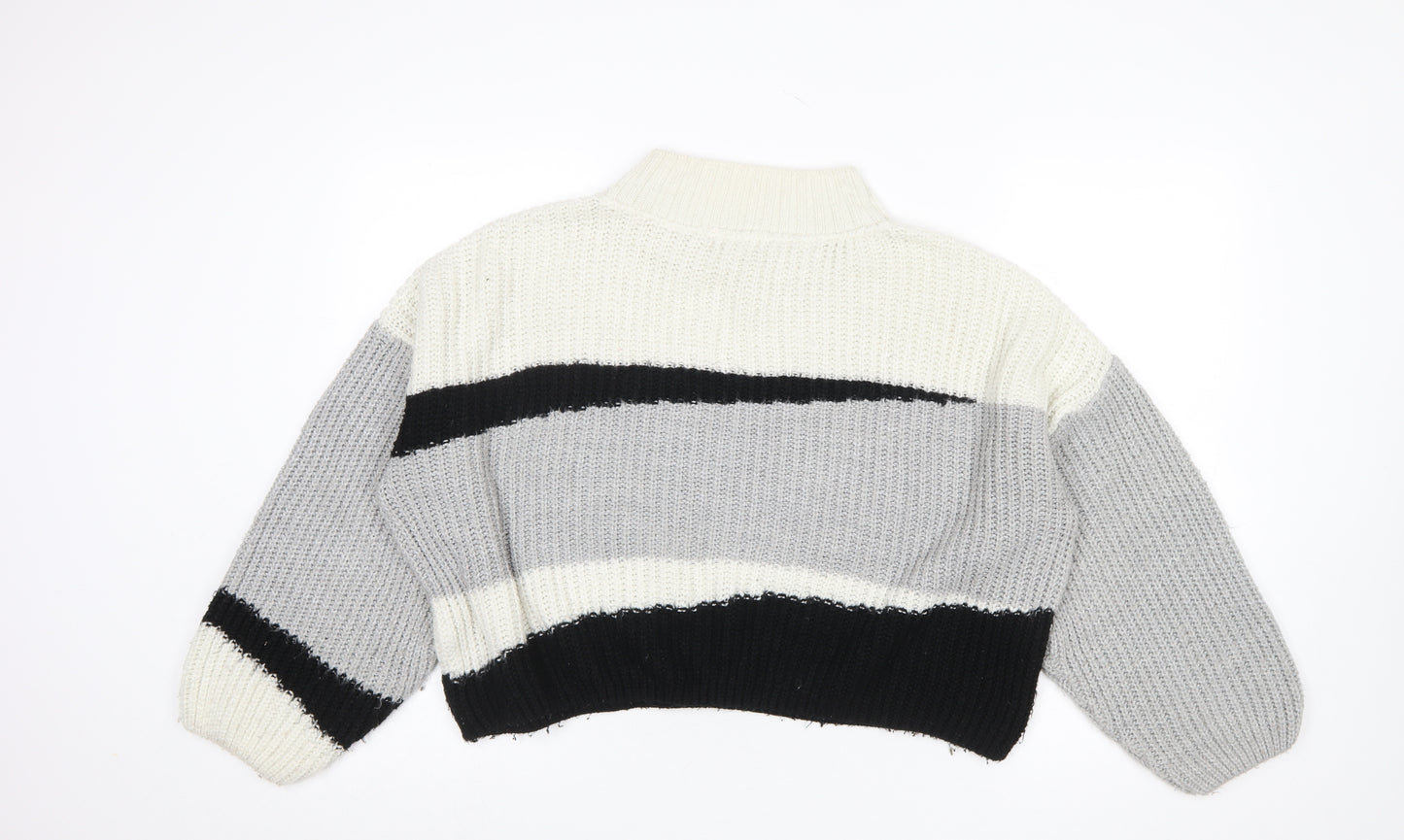 Topshop Women's Multicoloured Mock Neck Chunky Knit Jumper M