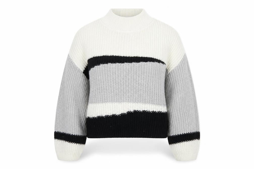 Front view of Topshop Women's Multicoloured Mock Neck Chunky Knit Jumper M