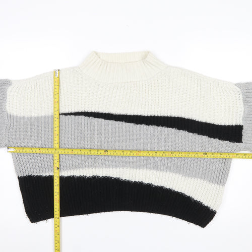 Topshop Women's Multicoloured Mock Neck Chunky Knit Jumper M