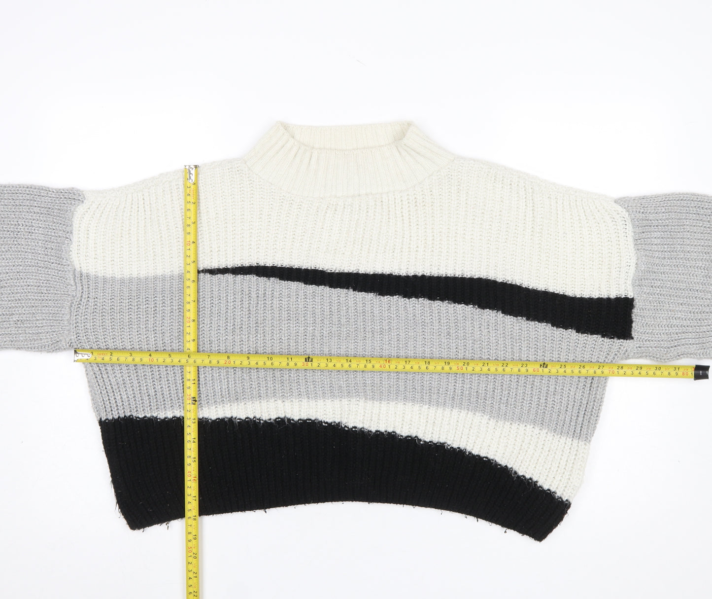 Topshop Women's Multicoloured Mock Neck Chunky Knit Jumper M