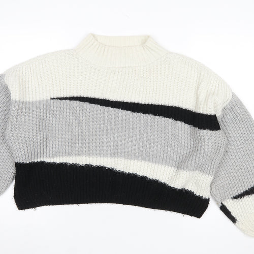 Topshop Women's Multicoloured Mock Neck Chunky Knit Jumper M