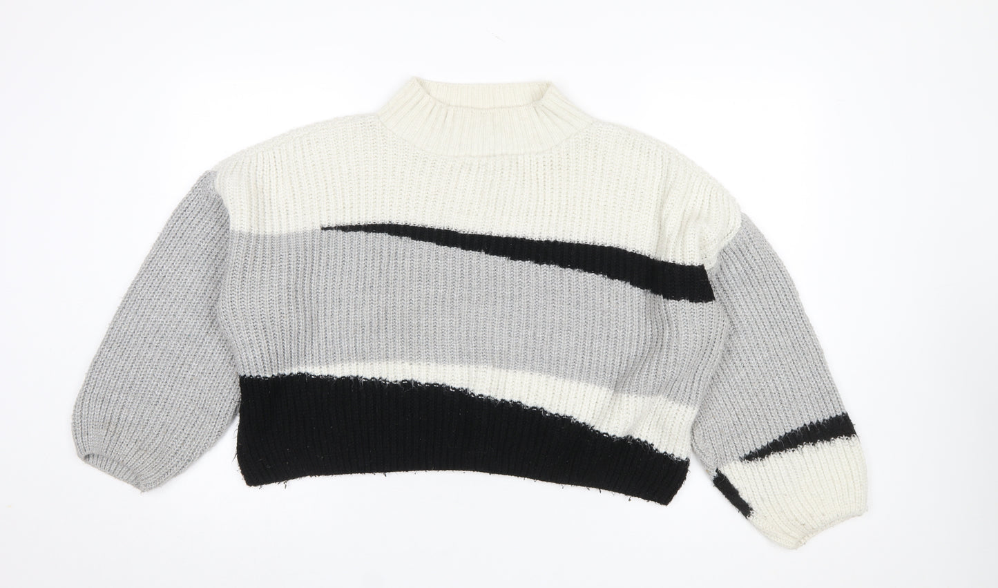 Topshop Women's Multicoloured Mock Neck Chunky Knit Jumper M