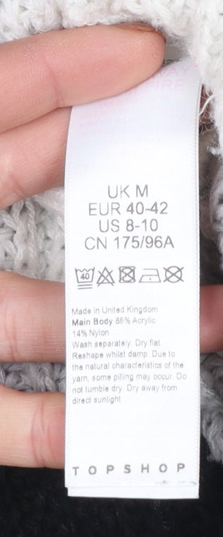 Topshop Women's Multicoloured Mock Neck Chunky Knit Jumper M