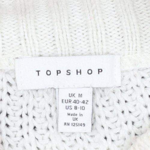 Topshop Women's Multicoloured Mock Neck Chunky Knit Jumper M