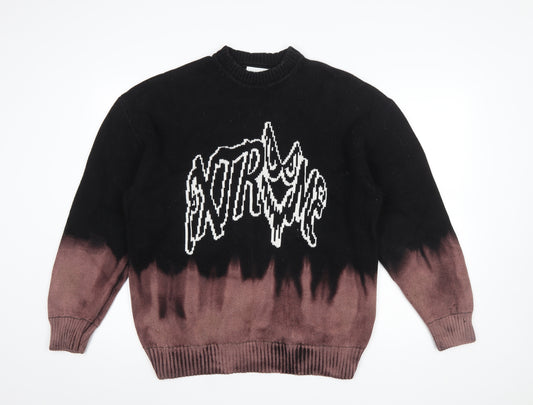 Weekday Men's Black Graphic Knit Cotton Jumper Size S