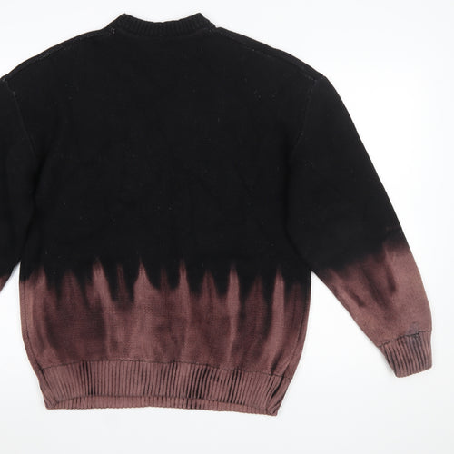 Weekday Men's Black Graphic Knit Cotton Jumper Size S