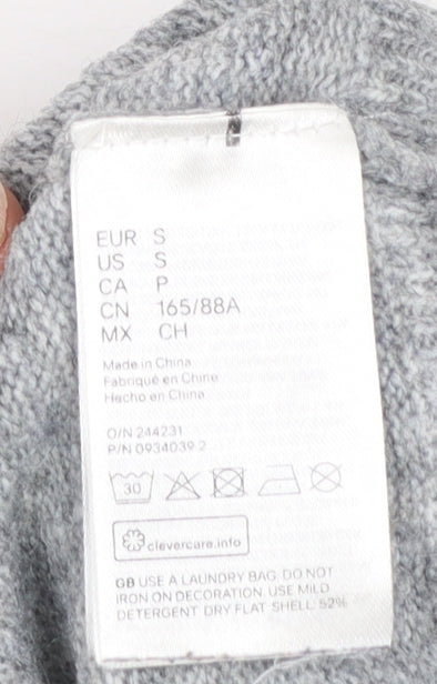 H&M Women Grey Beaded Collar Knit Jumper Size S