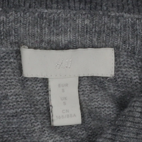 H&M Women Grey Beaded Collar Knit Jumper Size S