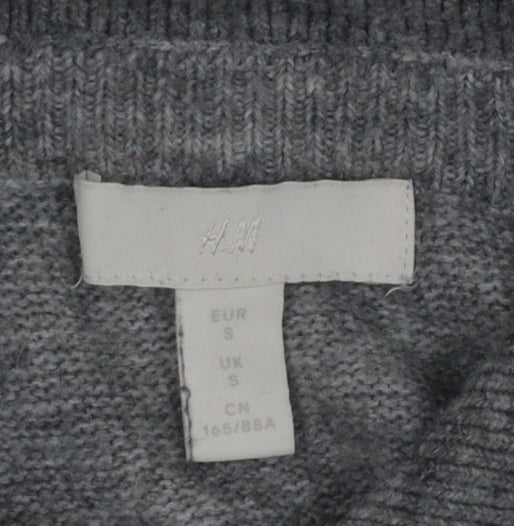 H&M Women Grey Beaded Collar Knit Jumper Size S
