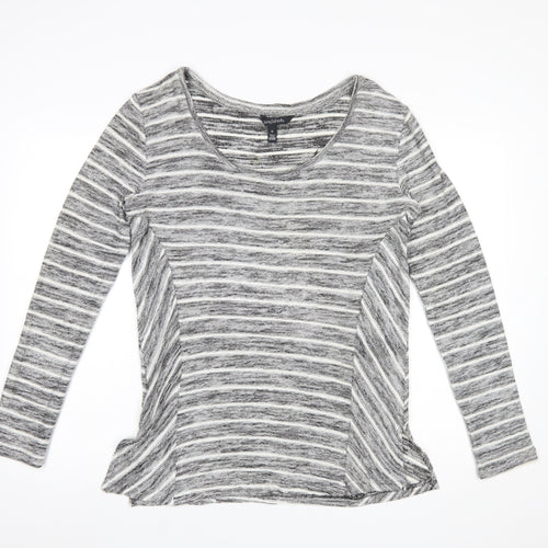 Long Tall Sally Women's Grey Striped Knit Pullover Jumper Size S Tall