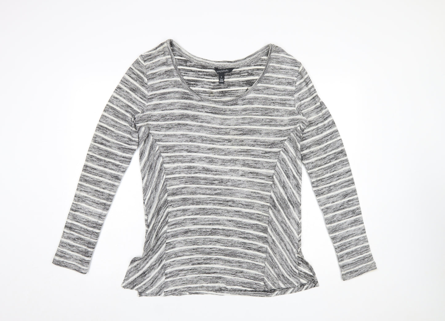 Long Tall Sally Women's Grey Striped Knit Pullover Jumper Size S Tall