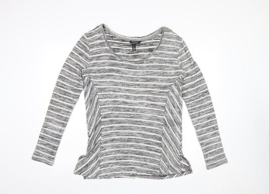 Long Tall Sally Women's Grey Striped Knit Pullover Jumper Size S Tall