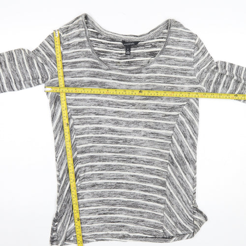 Long Tall Sally Women's Grey Striped Knit Pullover Jumper Size S Tall