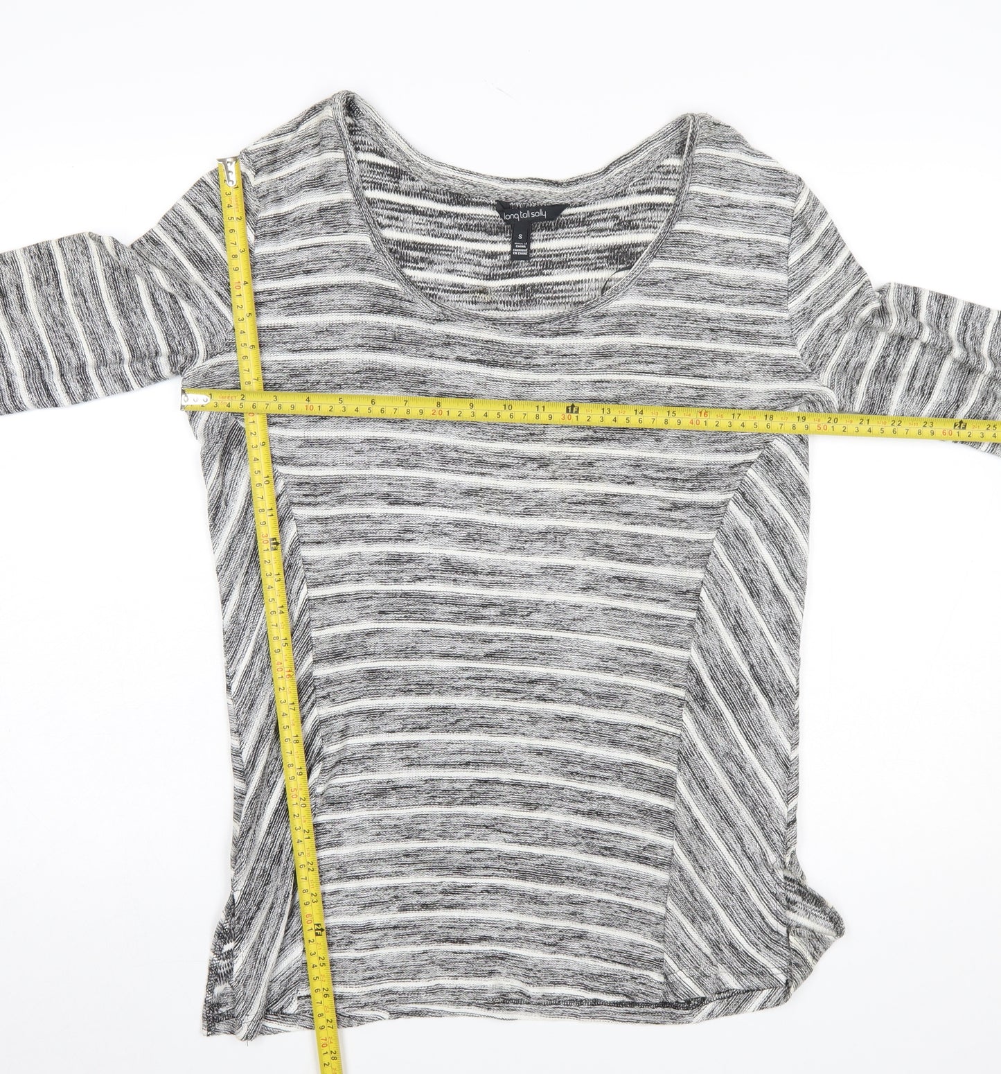 Long Tall Sally Women's Grey Striped Knit Pullover Jumper Size S Tall