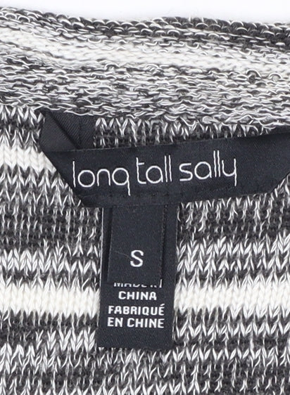 Long Tall Sally Women's Grey Striped Knit Pullover Jumper Size S Tall