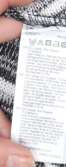 Long Tall Sally Women's Grey Striped Knit Pullover Jumper Size S Tall