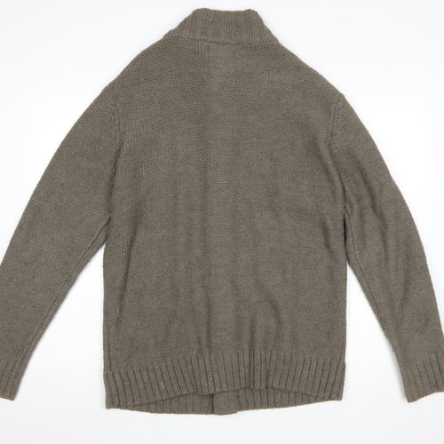 Next Men’s Grey Cable Knit High Neck Button Cardigan L
