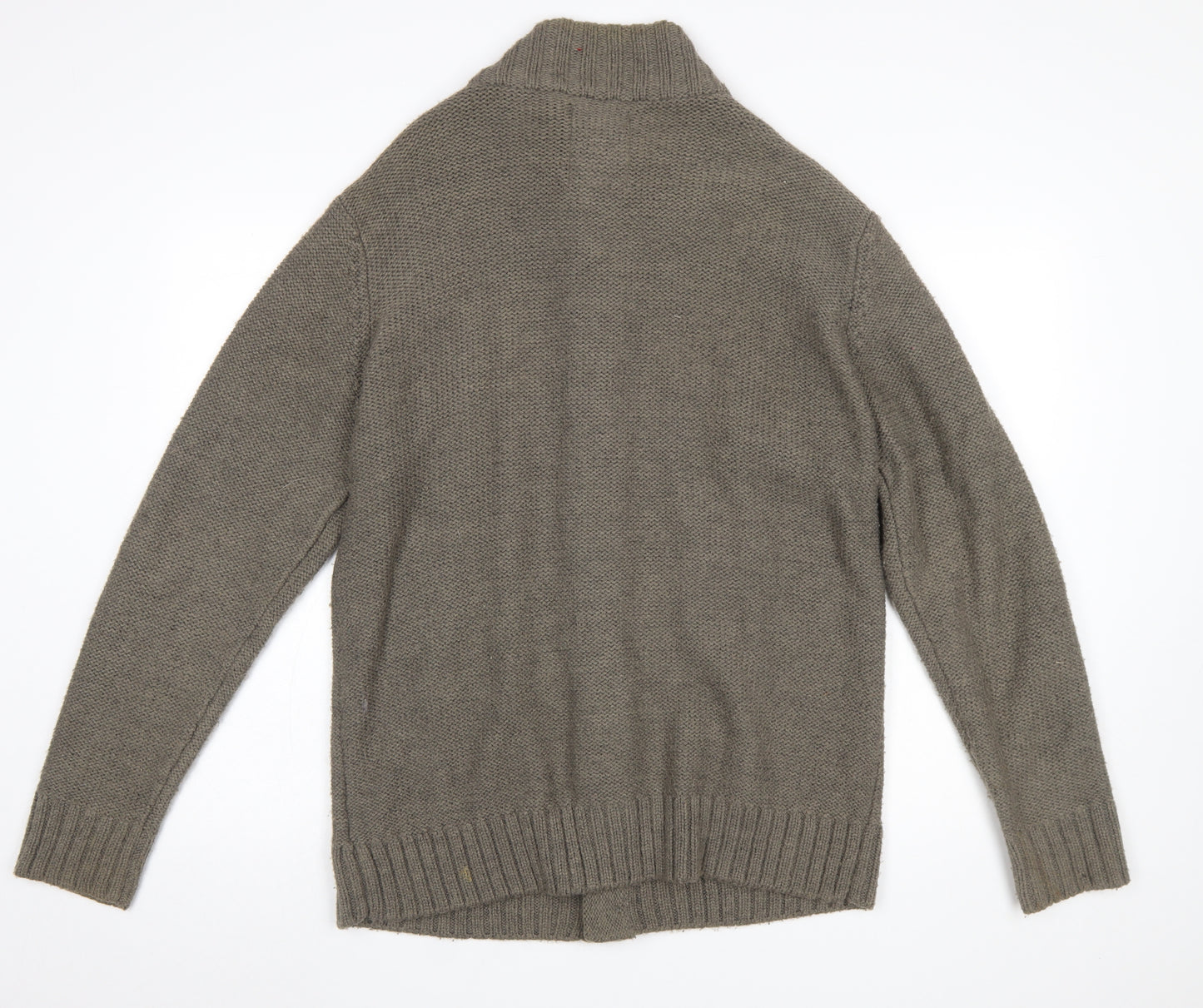 Next Men’s Grey Cable Knit High Neck Button Cardigan L