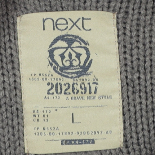 Next Men’s Grey Cable Knit High Neck Button Cardigan L
