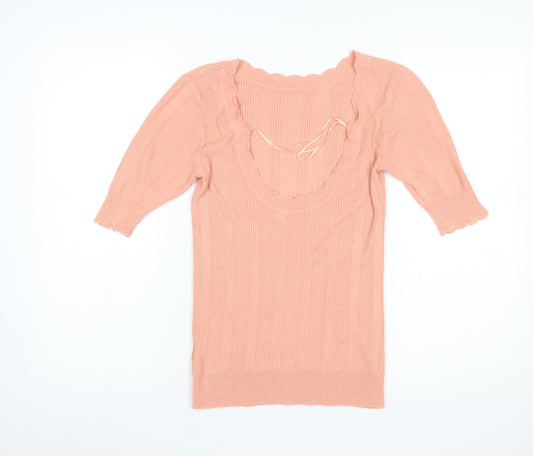 Oasis Women’s Pink Scoop Neck Short Sleeve Knit Jumper Size S