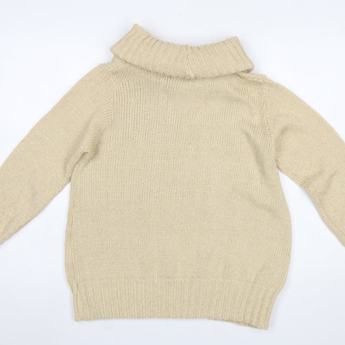 Isle Womens Beige Roll Neck Cable-Knit Jumper Size M 14-16