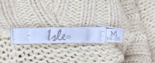 Isle Womens Beige Roll Neck Cable-Knit Jumper Size M 14-16