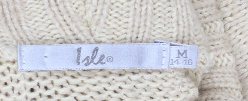 Isle Womens Beige Roll Neck Cable-Knit Jumper Size M 14-16