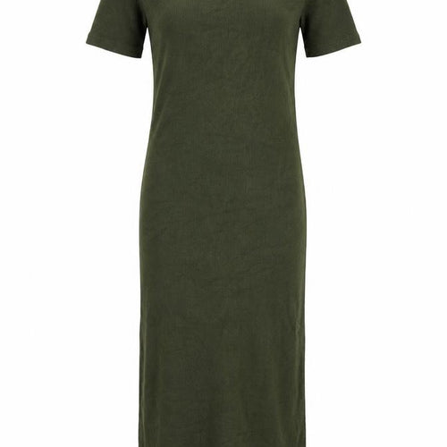 Zara Women Green Long T-Shirt Dress Size S Casual Jersey Stretch