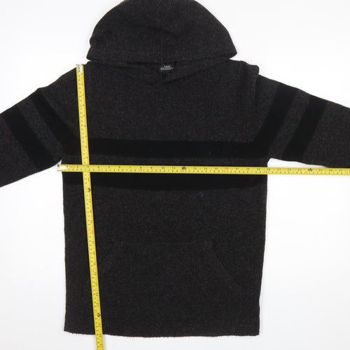 Next Men's Grey Striped Hooded Pullover Jumper Size S