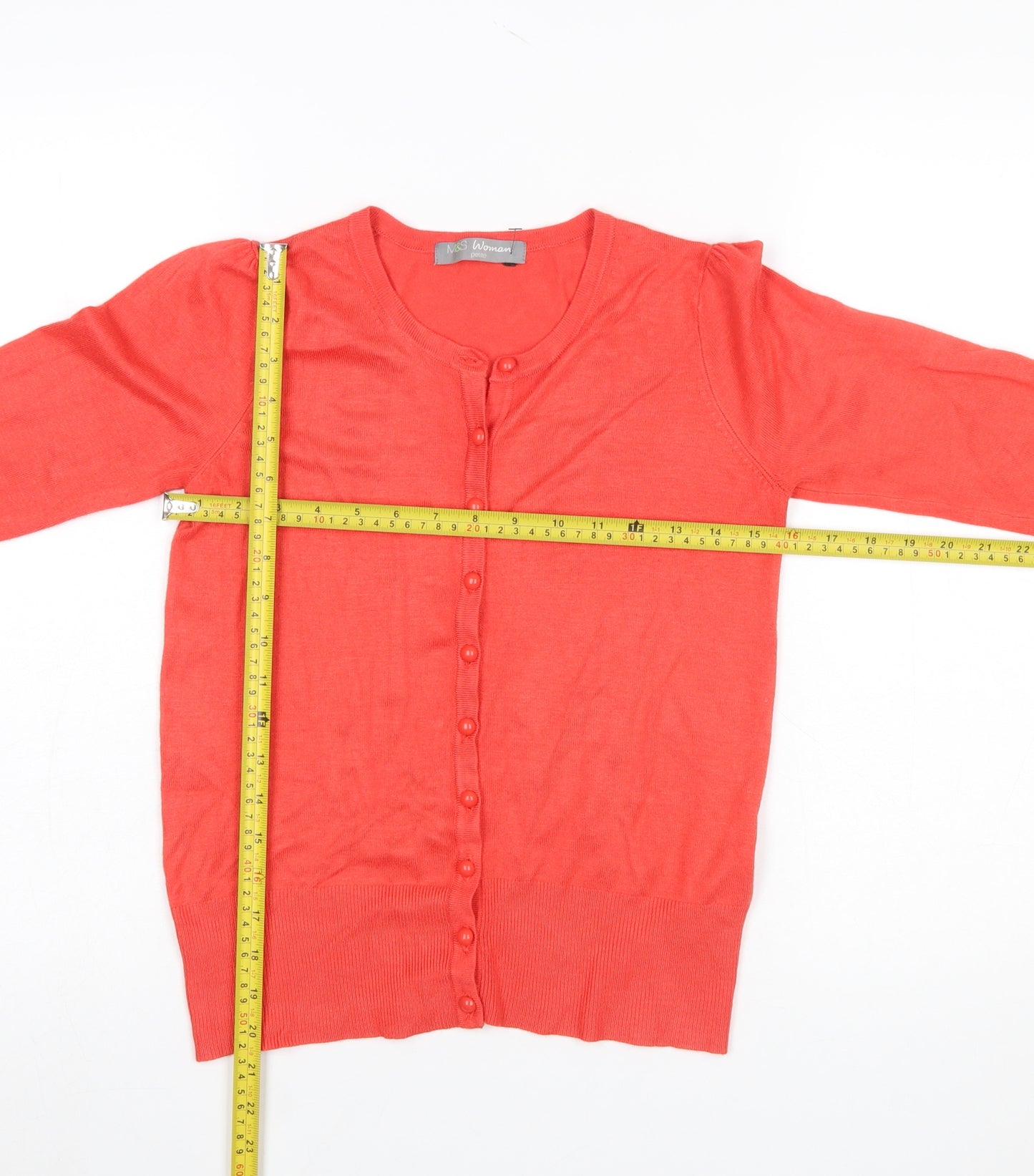 Marks and Spencer Women’s Red Petite Size 6 Crew Neck Cardigan