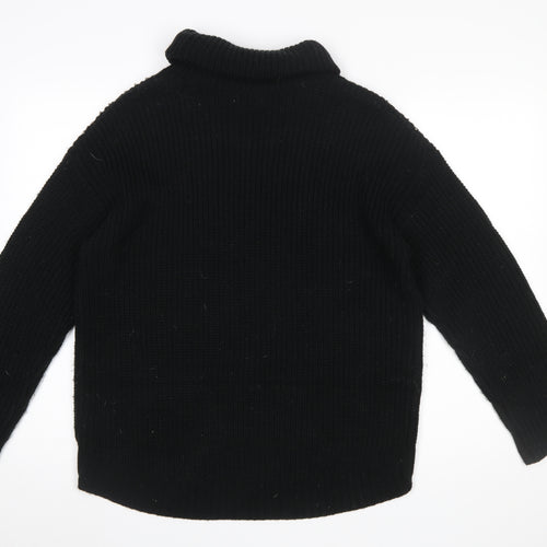 Marks and Spencer Women Black Roll Neck Cable-Knit Jumper Size 14