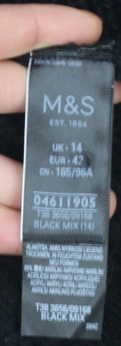 Marks and Spencer Women Black Roll Neck Cable-Knit Jumper Size 14