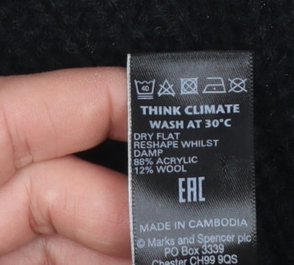 Marks and Spencer Women Black Roll Neck Cable-Knit Jumper Size 14