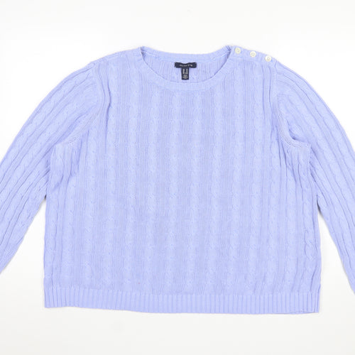 Lands' End Women's Purple Cable-Knit Cotton Jumper XL