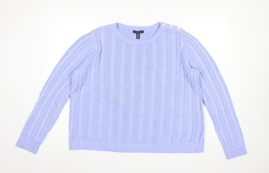 Lands' End Women's Purple Cable-Knit Cotton Jumper XL