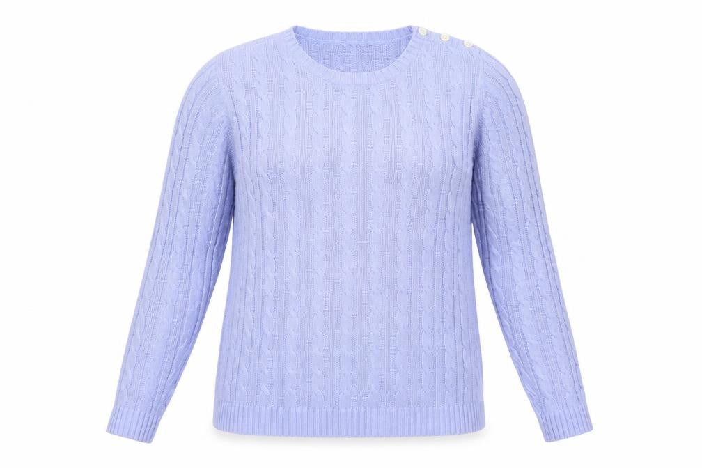 Front view of Lands' End Women's Purple Cable-Knit Cotton Jumper XL