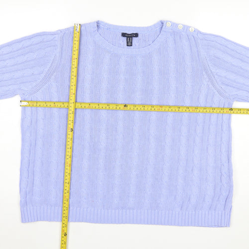 Lands' End Women's Purple Cable-Knit Cotton Jumper XL