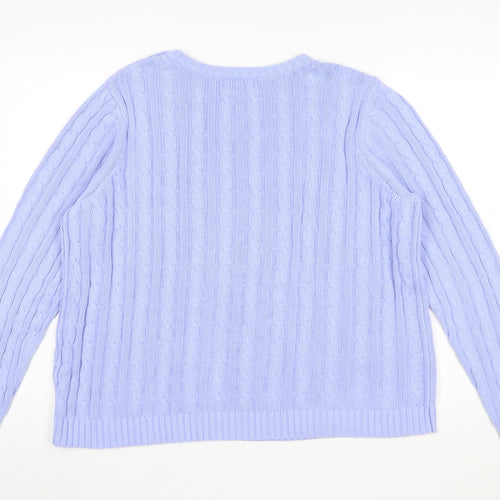 Lands' End Women's Purple Cable-Knit Cotton Jumper XL
