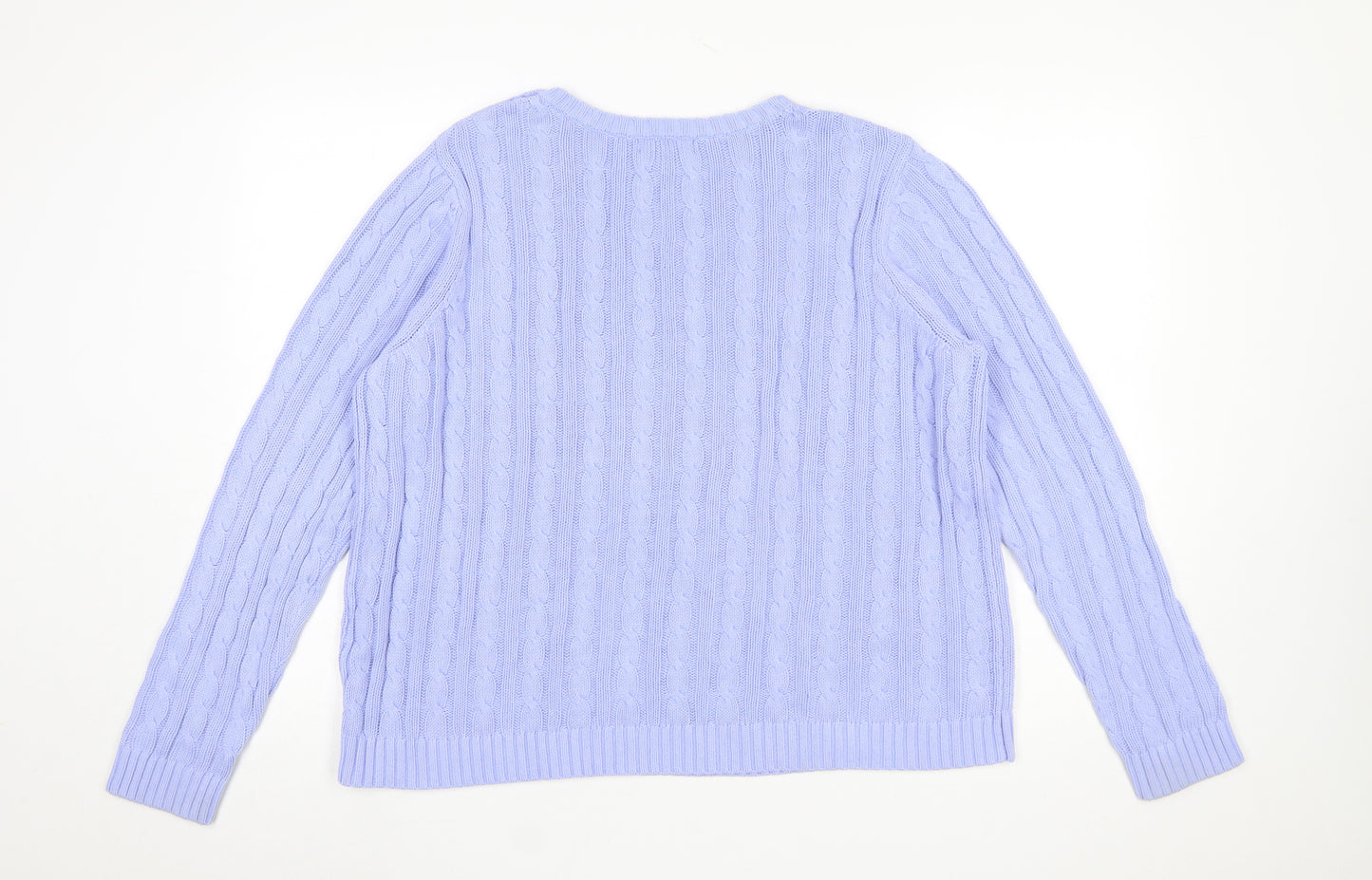 Lands' End Women's Purple Cable-Knit Cotton Jumper XL