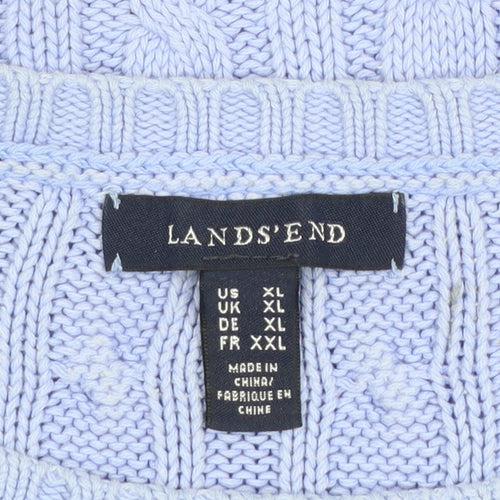 Lands' End Women's Purple Cable-Knit Cotton Jumper XL