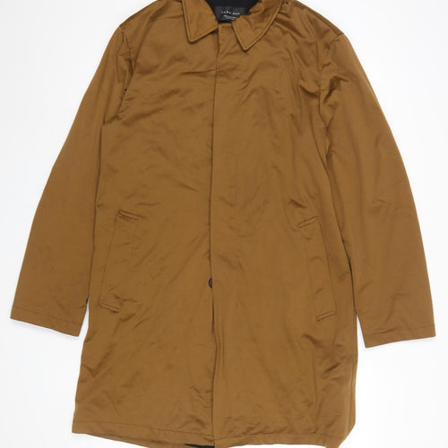 Zara Man Brown Mid-Length Overcoat Men's M 40in Polyester